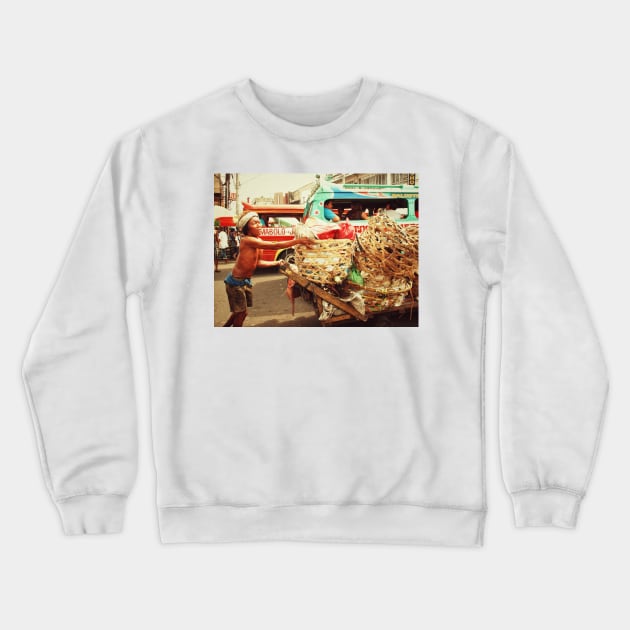 Street scene at the market in Cebu city, Philippines. Crewneck Sweatshirt by Nalidsa